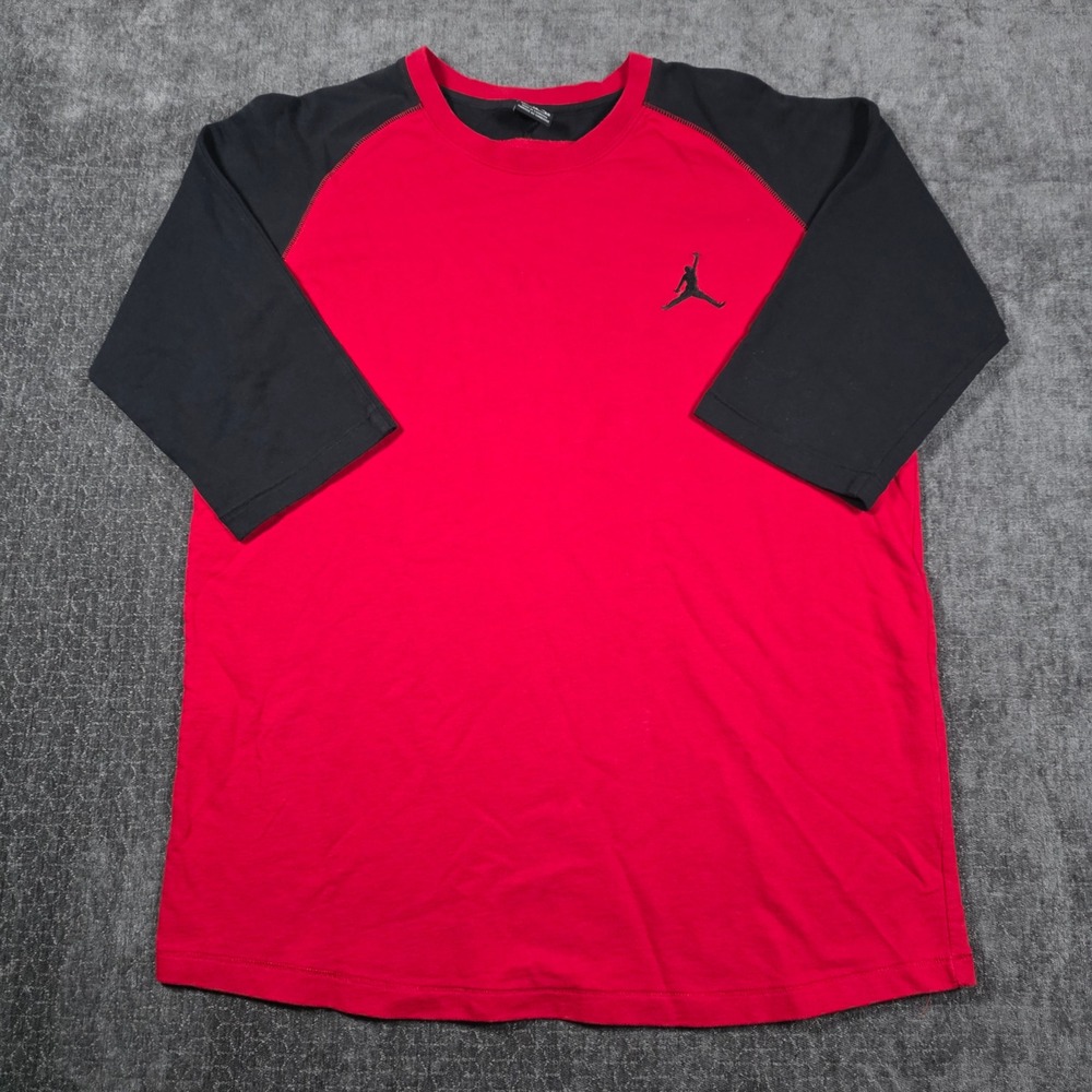 Jordan Jumpman Mens XL Red Black Raglan 3/4 Sleeve T-Shirt 802279-687 Hip Hop